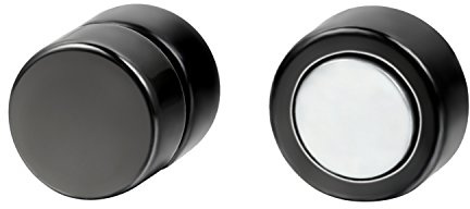 JewelryWe Schmuck Herren Damen Ohrringe Edelstahl Magnet Ohrstecker Fakeplugs Fake Plug Tunnel Ohrclips Ohne Loch Schwarz 6 mm 8mm 10mm 12mm