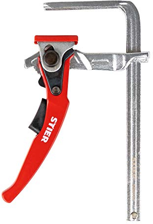 STIER Ganzstahl-Hebelzwinge SHZ 160/60, Fixierung von Führungsschienen diverser Hersteller, Hebelmechanismus, Handzwinge, Zwinge, Tischzwinge, Einhandzwinge, Schnellspannzwinge