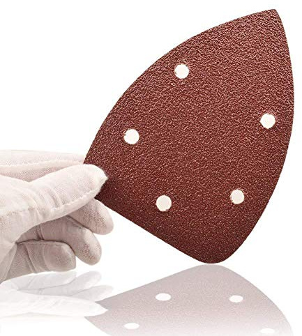 BE-TOOL - Fogli abrasivi triangolari, 40 pezzi, per levigatrici da 140 mm, 5 fori, 10 pezzi per 60 80 120 240