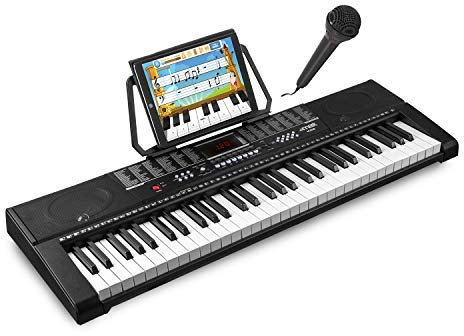 Max KB2 Electronic Keyboard Digital Piano - 61 Keys with LED Display, Built-in Speakers, Microphone, Record & Playback, MIDI Player, Beginners & Kids Keyboard Instrument with Music Stand