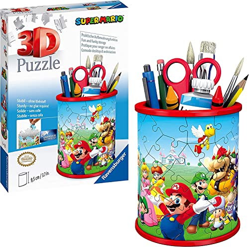 Ravensburger - Puzzle 3D Super Mario Bros | Regalo Bambino 6 Anni | Super Mario 3D World | Gadget Super Mario Portapenne 57 Pezzi | Puzzle Bambini 6 Anni E Adulti
