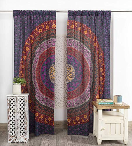 Popular Handicrafts Indian Hippie Bohemian Beautiful Purple Color Mandala Curtain Panels