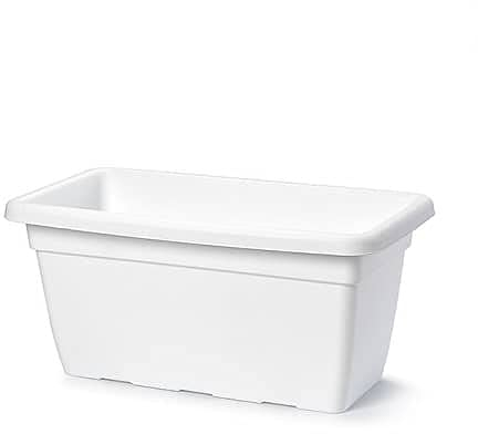 CABLEPELADO Jardinera Alta, Jardinera para balcón, Macetero Rectangular, Maceta Rectangular, Apto balcón, jardín, Patio, Interior o Exterior, 60 cm Ancho x 27.5 cm Altura, Plástico, Blanco