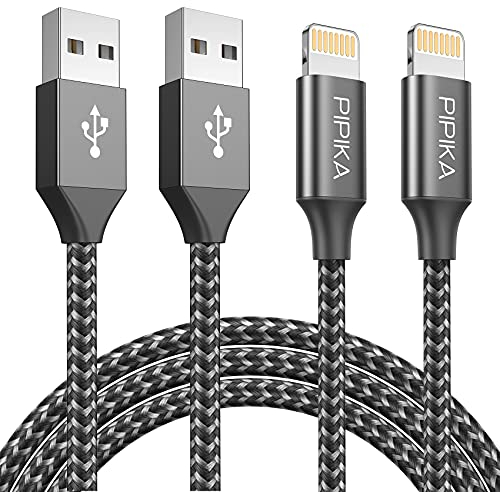 PIPIKA iPhone Charger Cable 2M/6.6FT 2Pack Lightning Cable Nylon iPhone Fast Charger Cable Lead for iPhone 14 13 12 11 Pro Max XS XR X 8 7 6 Plus 5 5s SE