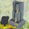 Solar Gartenbrunnen Brunnen Solarbrunnen 3-Stufige Stein-Kaskade mit LED-Licht, Zierbrunnen Wasserfall Wasserspiel lichtgrau Gartenleuchte Teichpumpe für Terrasse, Balkon