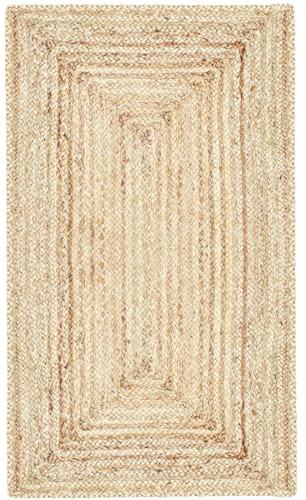 Jute Teppich Nora handgemacht aus Baumwolle in Natur Beige 80 x 200 cm