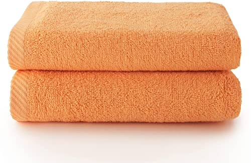 Top Towel - Plus - Große Badetücher - Badezimmerhandtücher - 2 Hand- oder Waschbeckenhandtücher - 50x100 cm - 100 % Baumwolle - Papaya
