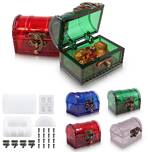 Silicone Mold for Resin Casting, Epoxy Resin Storage Container Set Mould, DIY Personalized Cosmetics Organizer Treasure Box Trinket Makeup Holder Resin Crafts for Dice, Jewelry, Candy, Craft
