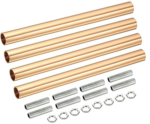 sourcing map 4 Set Verlängerungsstangensatz, Verbindungsmutter M10 150 mm / 3,94 Überwurfmutter mit Gewinderohr, Gewindeverlängerung, Französisches Gold