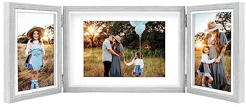 Bilderrahmen für Mehrere Bilder 3 für 10x15 cm und 13x18 cm Fotos, Grau | Bilderrahmen Collage, Echtes Glasfront, Massives MDF