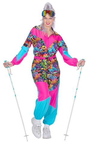 WILBERS & WILBERS 4495 - Tuta da sci retrò con stampa anni '80 per donna, tuta da sci, tuta da neve, per doposci e carnevale