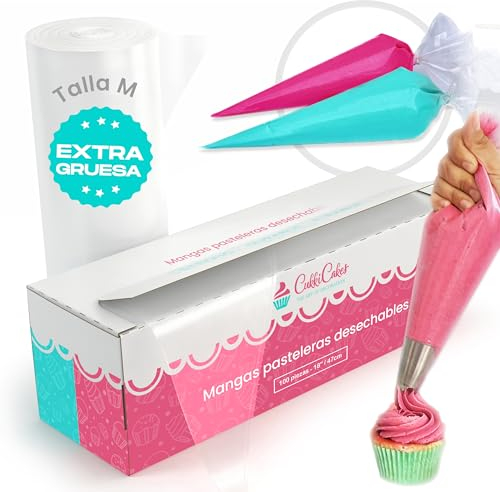 CukkiCakes 600 Mangas Pasteleras Desechables Profesionales (Tamaños: 30/40/47/53cm) - 100% Reciclables – Capa Extra Gruesa (0.08mm)