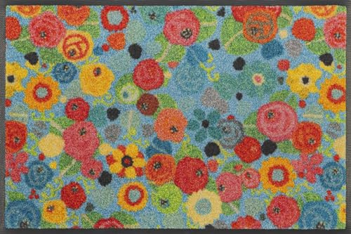 Wash+Dry Fußmatte, Flower Power 40x60cm, innen/außen, waschbar, bunt