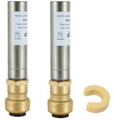 2-Pack EFIELD MH-151-A1, Stainless Steel Water Hammer Arrestor 1/2-Inch Push-Fit to Connect Pex, Copper, CPVC, Free Disconnect Clip Tool,(HAMMER007-2PCS)