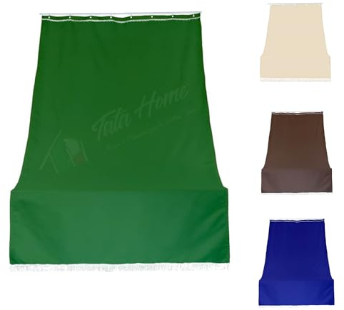 Tata Home Tenda da Sole con Anelli per Esterno Tenda Parasole a Caduta Per Balcone Tessuto Resistente Tinta Unita Lavabile 140x250 cm Verde