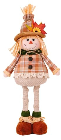 Herbstwichtel Dekoration, 57cm Handgemachte Erntedankfest Puppe Herbstzwerg mit Einziehbaren Beinen für Thanksgiving Halloween Supplies Home Decor