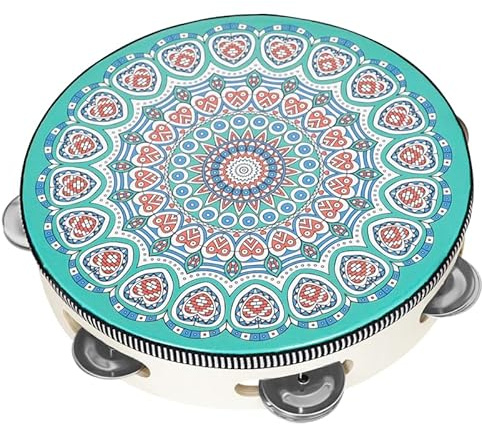 JEWEDECO Hand Tambourine Drum Aus Hochwertigem Material Leichte Handliche Percussion Für Erwachsene Und Junge Mädchen Für Musik Und Tanz Vielseitig Einsetzbar Als Musikinstrument Tanzrequisit