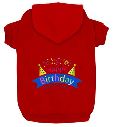 Izefia Kapuzenpullis für Hunde Kapuzenpullis für Kleine Hunde Kleidung Happy Birthday Geschenk Fleece Pullover Winter Sweatshirt Warme Baumwolle Hund Kapuzenpullis für Kleine Hund Mittlere Hund Katze