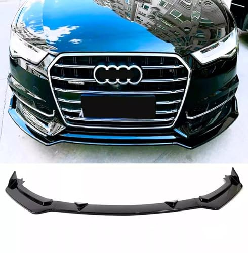 For Auto Perfectionists UK Front Spoiler Wing Lip Compatible With Audi A6 S6 S Line C7 2016-2018 ABS Gloss Black