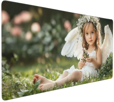 Large Mouse Pad 900x400x4mm Girl Gaming Mouse Mat Angel XL Mousepad Anti-Fray Stitched Edges with Non-Slip Rubber Base,Ergonomic Mouse Pad Extended Desk Mat,for Home Office Accessories PC,Laptop