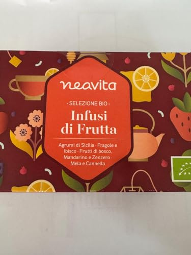 Selezione INFUSI di FRUTTA 20 filtri in 5 varietà [Agrumi di Sicilia, Fragole e Ibisco, Frutti di Bosco, Mandarino e Zenzero, Mela e Cannella]