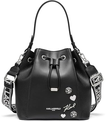 KARL LAGERFELD Women's Adele Bucket Bag Handbag, Black, OS