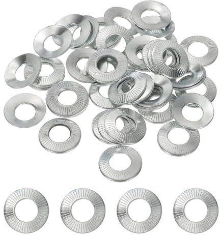 PATIKIL M10x22x1.5mm Flachscheiben 50Stk 65Mn Stahl Tellerfedern Konische Riffelmetall-Dichtung Für Automotive Industrie Bauwesen (Weißverzinkt)