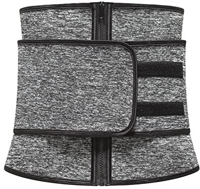 YIZITU Cintura snellente da donna, cintura dimagrante per sauna, cintura addominale, cintura sportiva, Grigio, L