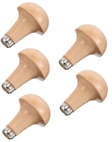 TOBBOMEY Set 5 Manici per Bulino in Legno Ergonomici, Sostituzione Manico per Lima, Strumenti Manuali per Incisione e Lavorazione Legno, Accessori Artigianato e Hobbistica