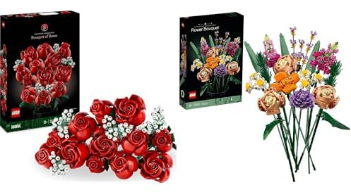 LEGO Botanicals The New Classic Bundle: Bouquet of Roses & Flower Bouquet for Timeless Décor 10328 + 10280