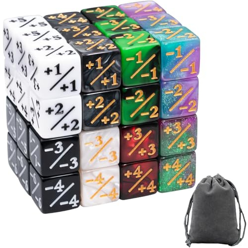 48 stycken MTG tärningsräknarset kompatibelt med Magic The Gathering CCG D6 Token tärning dice för kortspel spelare livspunkter Mana Loyalty i 6 färger med praktisk förvaringsväska