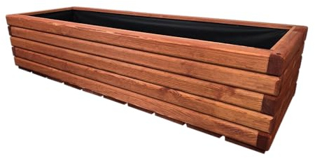HolzGarden Pflanzkübel Holz Rechteckig 118x30x40 cm Imprägniert Farbe Mahagoni Wetterfest Blumenkasten Blumentopf Groß Außen Balkon Garten Pflanzkasten Outdoor 95l Serie FORNEA