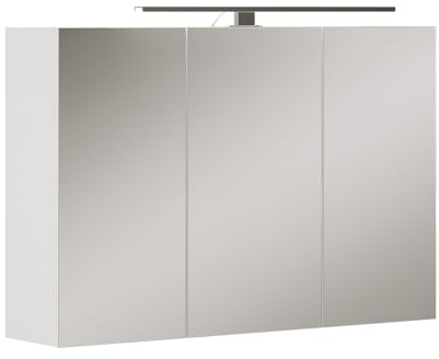 Vicco Badspiegelschrank Lavio, Weiß, 90 x 60 cm | mit LED-Beleuchtung, mit integrierter Ablagefläche und LED-Beleuchtung
