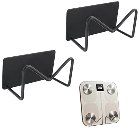 MOROBOR Soporte para báscula de peso montado en la pared, 2 unidades, autoadhesivo, soporte de almacenamiento de pared ajustable para gimnasio en casa, baño, dormitorio, cocina, dormitorio, caravana