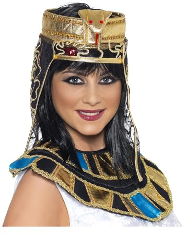 SMIFFYS Copricapo da egiziano, oro e nero con motivo a serpente Halloween