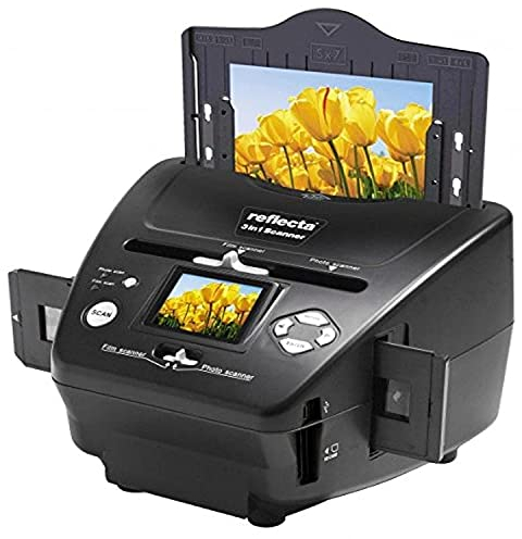 Reflecta 3-in-1 Escáner para 35mm Film, Escaner Negativos y Escaner Fotos, Sensor de Imagen CMOS 8MP, Resolución 2300 dpi, Pantalla LCD 2.4 Pulgadas, Corrección de Exposición Automática/Manual