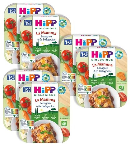 HiPP - La Mamma - Lasagnes à Bolognaise dès 15 mois - Assiettes - 6x250 g BIOLOGIQUE