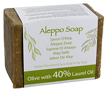 Green Bear Jabón natural de Alepo tradicional y genuino, hecho a mano con aceite de oliva y aceite de laurel al 40% 200g