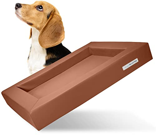 dogsfavorite Hunde-Bett - waschbares Hundekörbchen - hochwertiges Hundesofa - gelenkschonendes Hundekissen - robuste Hundematte - Hundekorb - Gr. L 110 x 90cm - Cognac