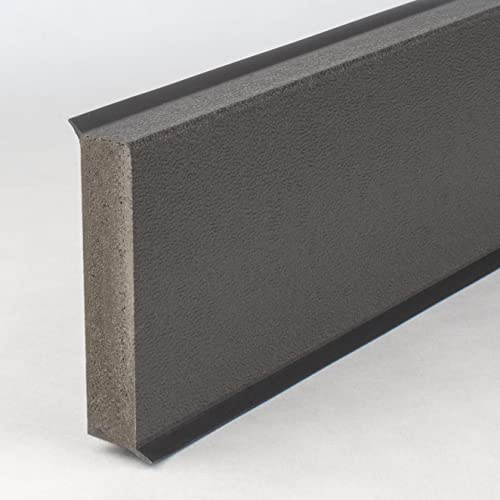 PROVISTON 10 Meter Sockelleisten - vier Fußleisten - 2500 x 60 x 12 mm - PVC Hartschaum - Basalt - Kunststoff Bodenleisten - Robust und Langlebig