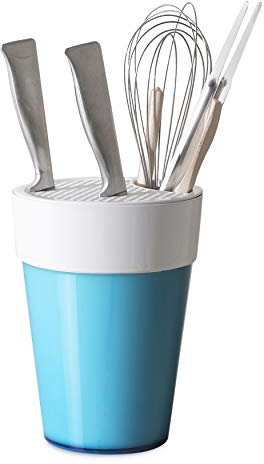 Omada Design Knife Block Universal 6,5 INCH x h 8,66 INCH, White and Colored, Compact and Practical for The Table, Ergonomic and Innovative Design, Trendy Line, Torquoise