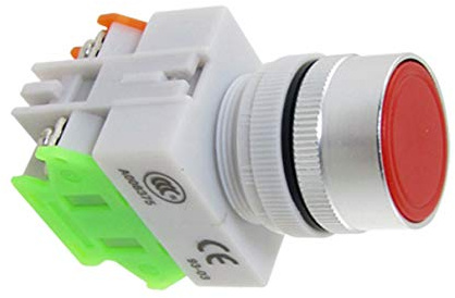 Aexit AC 600V 10A Signo rojo Interruptor de botón pulsador momentáneo de 22 mm 7/8' 'DPST 1 (model: E3406IVVIII-8767FJ) NO 1 NC