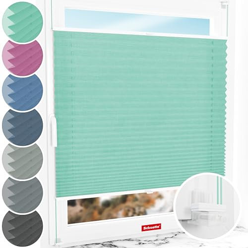 Schuette® Plissee ohne Bohren ● Melange Kollektion: Mint Ice Cream (Grün) ● 20x80cm (Breite x Höhe) ● Suprafix Faltrollo Klemmfix 2.0 Rollo ● 60 Sekunden Plisseerollo Montage inkl. Video