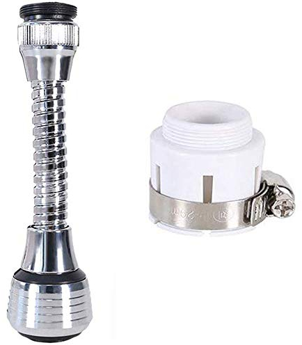 1 Ensemble 360 Degrés Aérateur de Robinet, Tuyau En Acier Inoxydable d'Aérateur, Extension de Robinet, Flexible, Douche Pivotante à Degrés, Extension de Robinet d'Accessoires de Cuisine