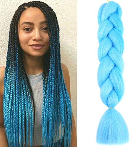 Treccine Extension Capelli Sintetici per Treccine Africane 1 Ciocche Trecce Jumbo Braiding Hair (Cielo blu)
