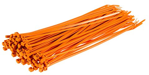 GTSE Orange Cable Ties, 300mm x 3.6mm, Pack of 100, 12” Premium Nylon Zip Ties, Multi-Purpose Plastic Tie Wraps, Secure Self-Locking Mechanism, for Home, Garden, Office and DIY