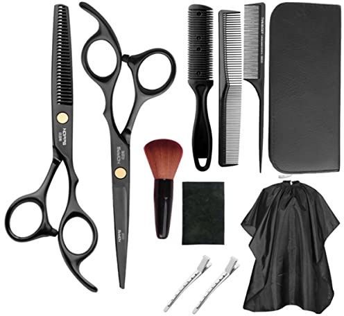 HaoYiShang Haarschnittschere, 11-teiliges Set, Edelstahl, scharfe professionelle Haarschere für Männer und Frauen, Friseurschere, Effilierschere für Haushaltsschneidewerkzeug
