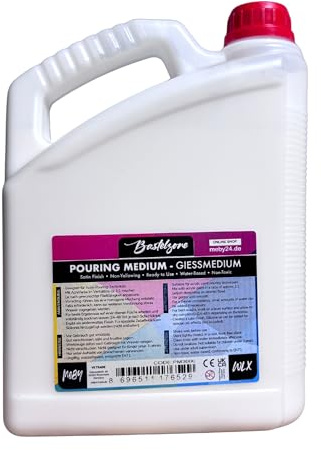 Bastelzone Pouring Medium 3 Liter. Gieß Medium für Fließtechnik und Gießanwendungen. Giessmedium, Gießmedium für Acrylfarben. Nicht-vergilbend, flexibel, wasserfest. Erhöht den Farbfluss. 3000 ml