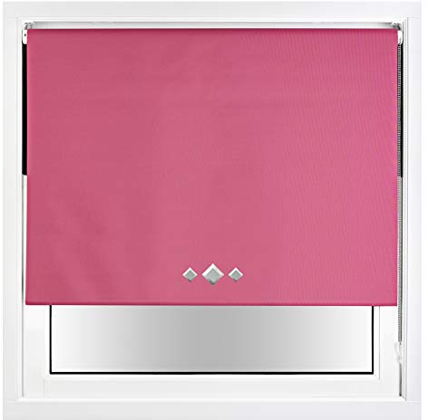 FURNISHED Tenda a rullo oscurante con tripli occhielli a diamante e accessori in metallo rifinibili - Rosa fucsia, 50W x 210H cm