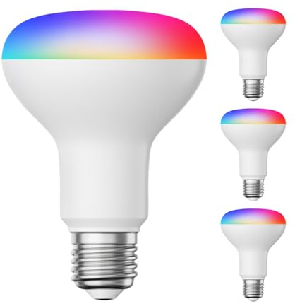 ledscom.de 4x E27 LED RGB-lampor, R80, varmvit - kallvit (2700-6300 K), 9,9 W, 950lm, Smart Home, WLAN, Alexa, matt